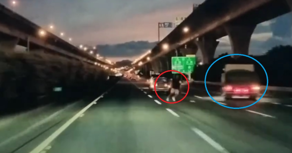 國道驚悚車禍畫面曝光！ 　事故車駕駛車道奔跑示警害大貨車閃避失控翻覆  