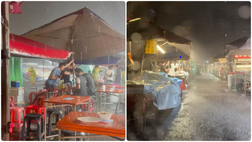 逛夜市遭遇颱風等級強降雨  民眾哀嚎「誰能帶把傘給我？」