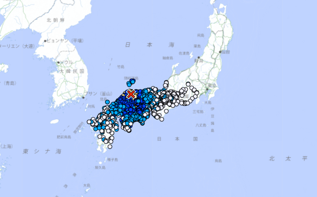 日本島根規模6.2強震！最大震度5強　關西多地有感、無海嘯風險