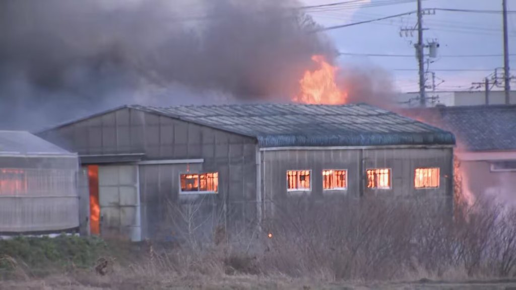 愛知三好市倉庫大火！園藝用品公司黑煙狂竄...大面積燃燒　消防布水線灌救