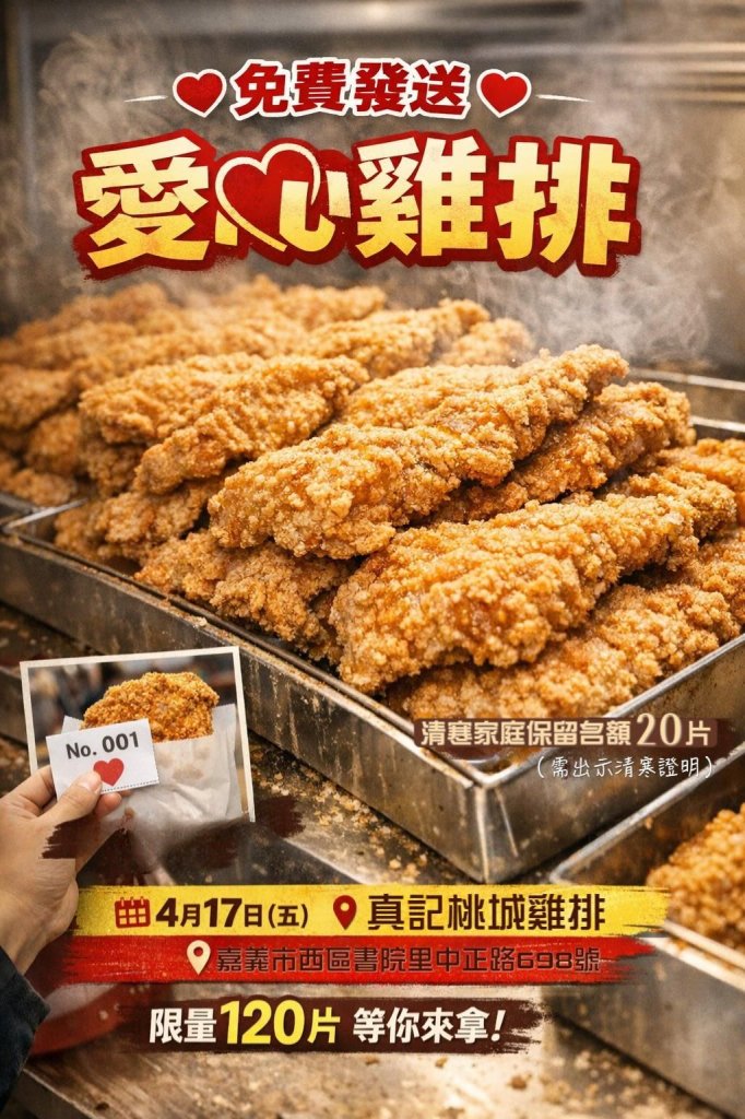 Threads「打詐祭品文」實體兌現 4 月 17 日嘉義發放免費雞排 網友履行「對賭」承諾