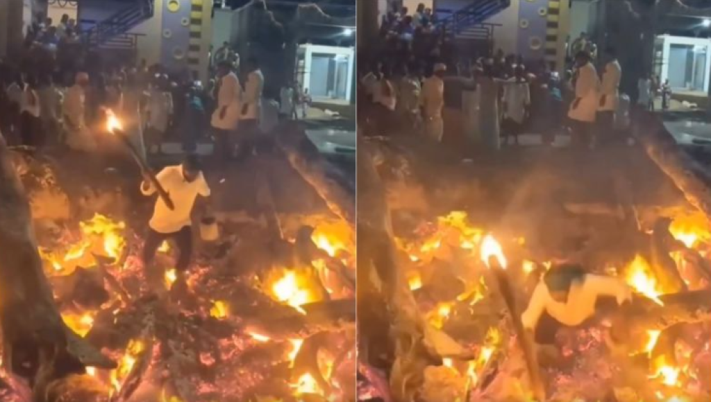 影／印度火祭儀式出意外！男拿火把、裝油容器突跌入火坑　全身嚴重燒傷身亡