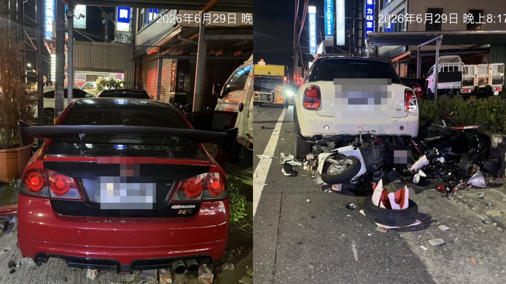快訊／高雄驚悚雙亡車禍！轎車突偏機慢車道　撞2騎士救不回