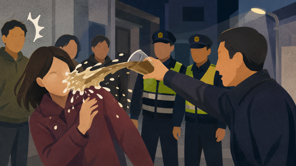 警察面前怒潑茶色液體！高雄男「強暴侮辱」鄰居　法院判罰4千元