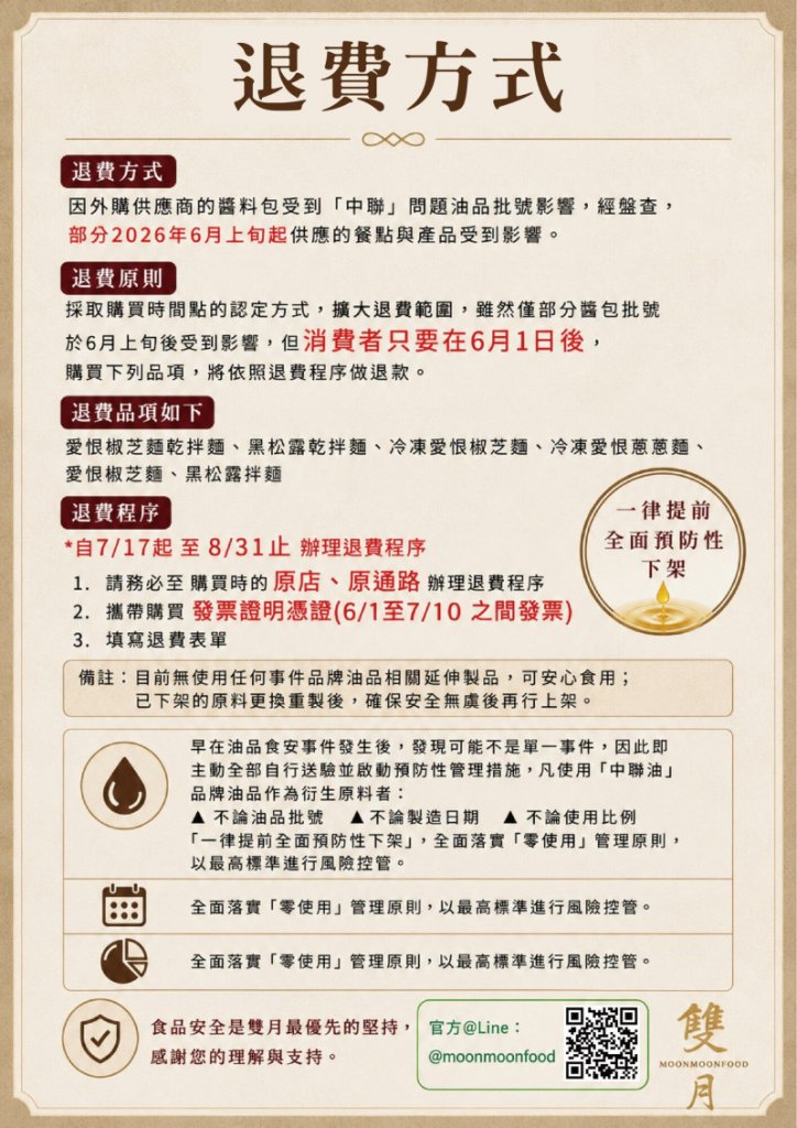 連續7年米其林必比登推薦「雙月」　6品項用問題油公布退費辦法
