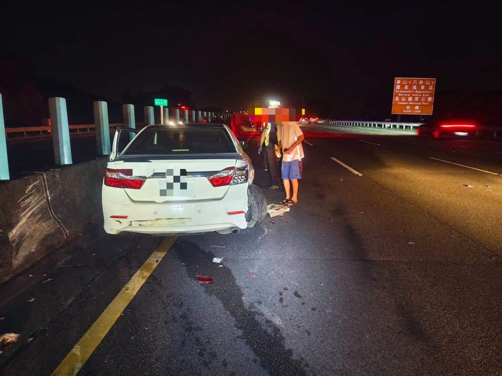 國道3號名間段自撞後停內側車道　後車追撞釀2傷