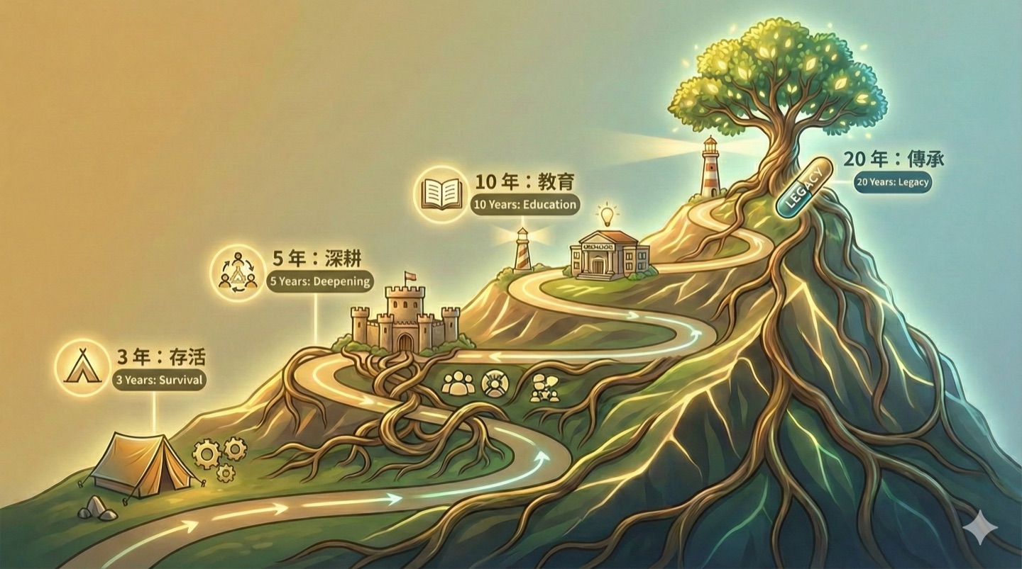 從存活到傳承，這是我為自己規劃的 20 年社會創新地圖。(靜睿設計所)