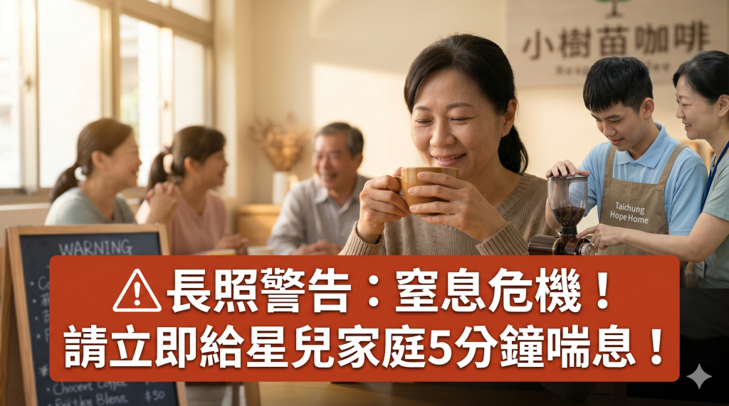 台中希望家園推「喘息咖啡」接住高壓照護者，助重鬱母重展笑顏。同步培力星兒自理，籲企業ESG挹注共築長照安全網。