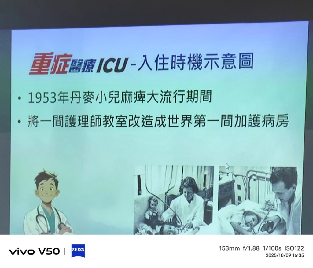 丹麥1953年，第一個加護病房產生了，前身是護理師教室。