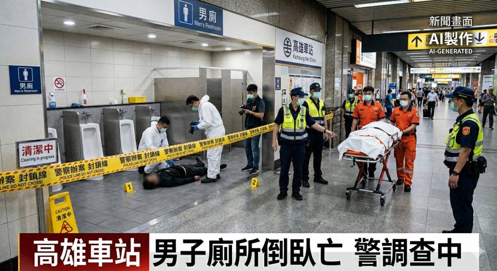 台鐵高雄車站男廁民眾倒臥死亡，警方初步排除外力介入
