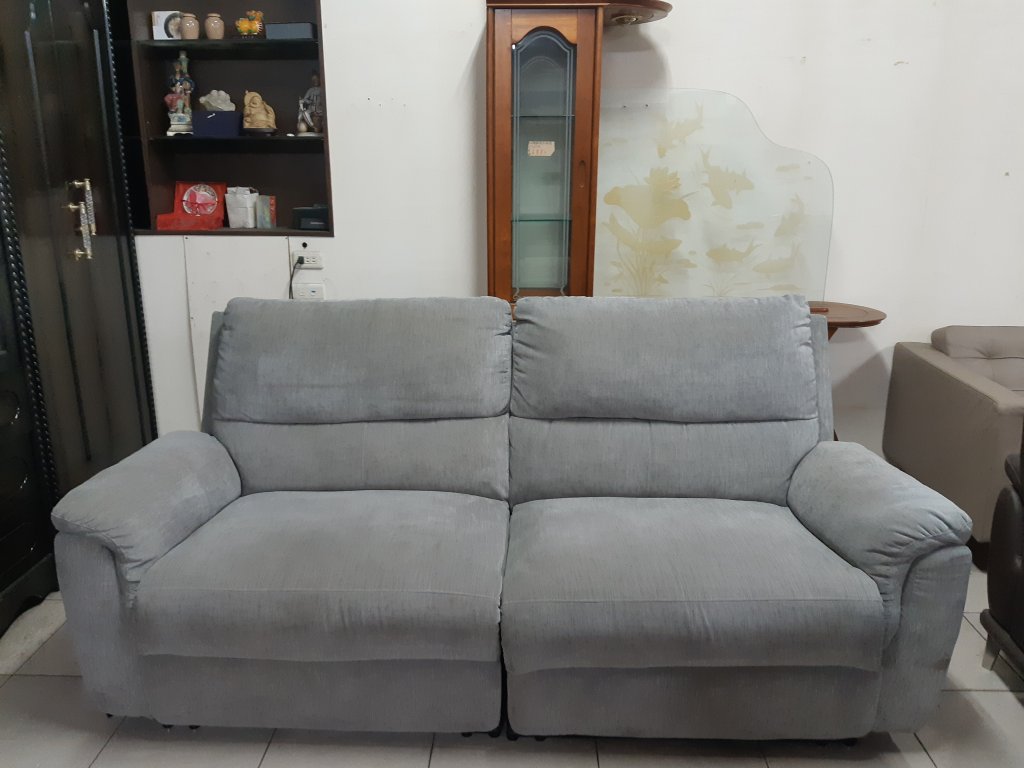 八成新可拆洗絨布2人電動沙發