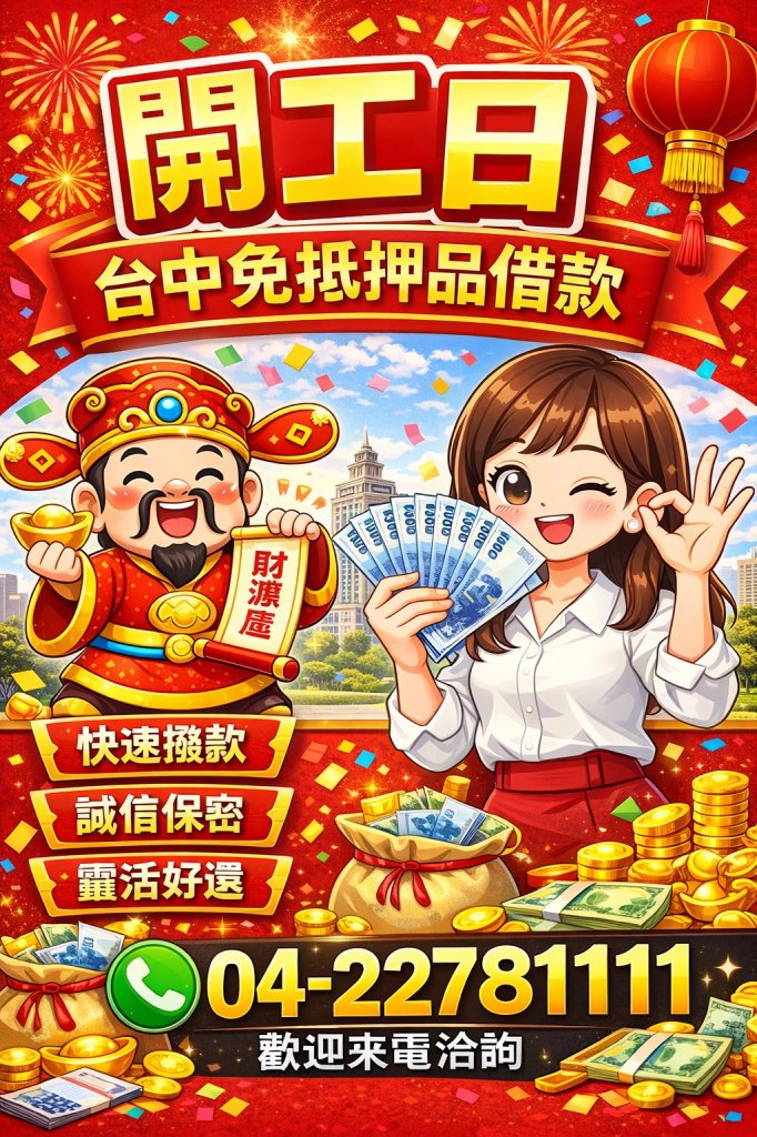 台中太平免抵押品借款揭開馬年開工吉日時間