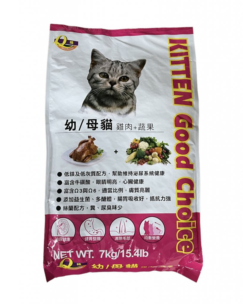Q棒優質幼貓飼料/雞肉+蔬果-7KG