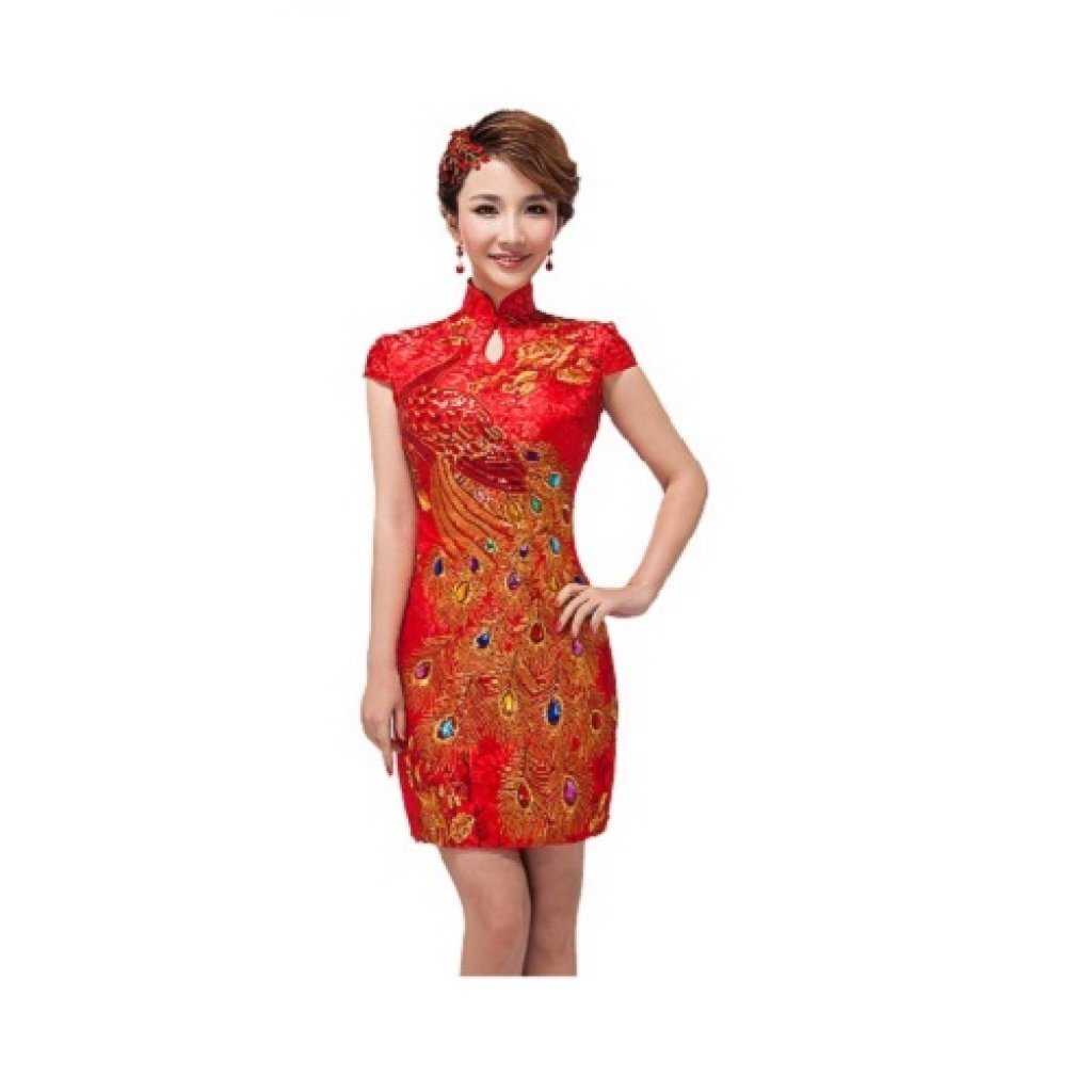 N7488 紅鳳短旗袍(禮服)