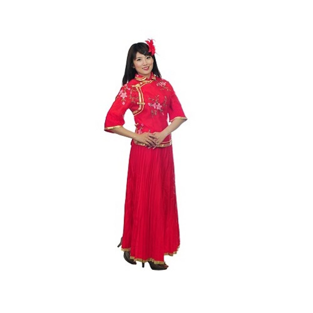 N7527 紅鳳仙百褶裙