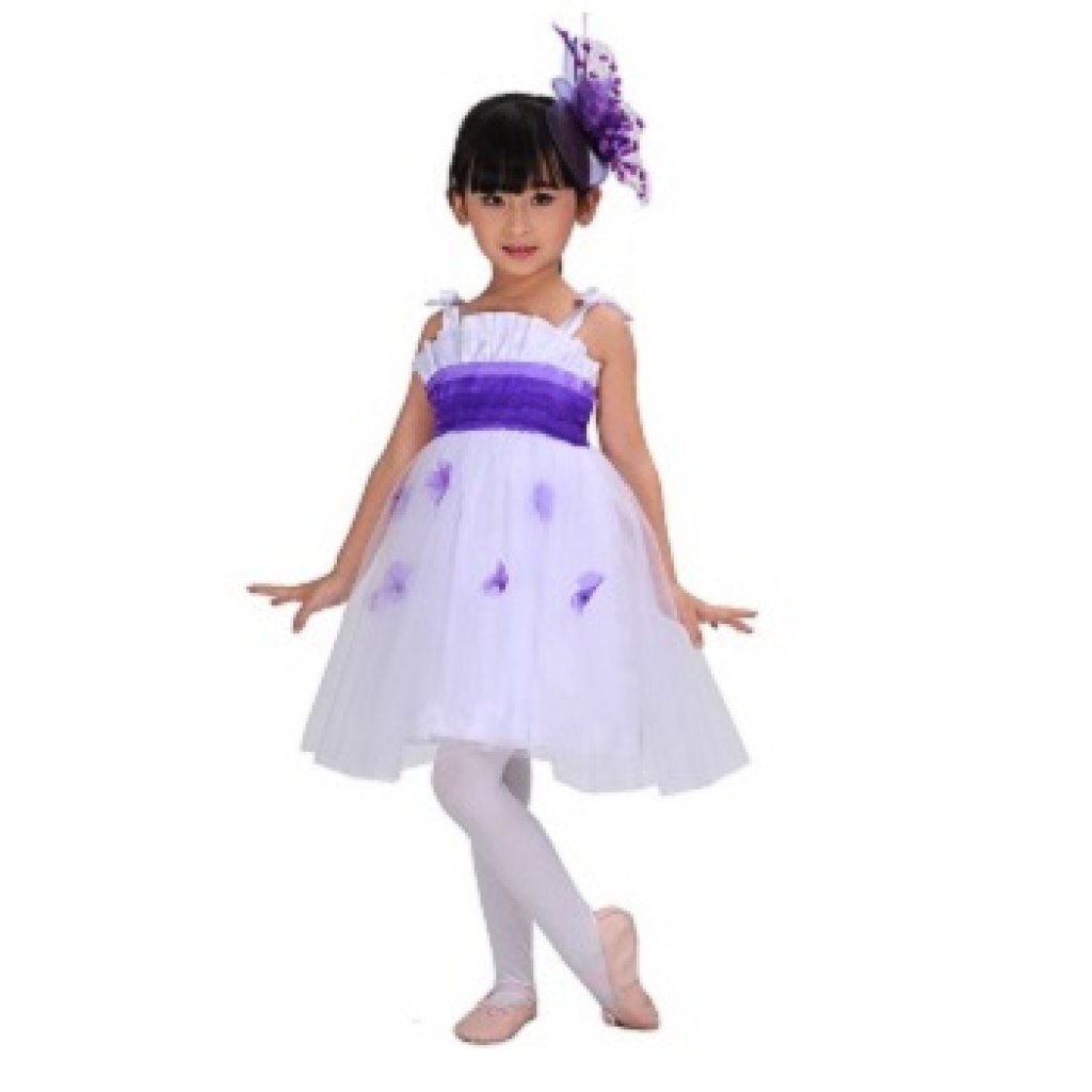 T1203 紫紗白洋裝