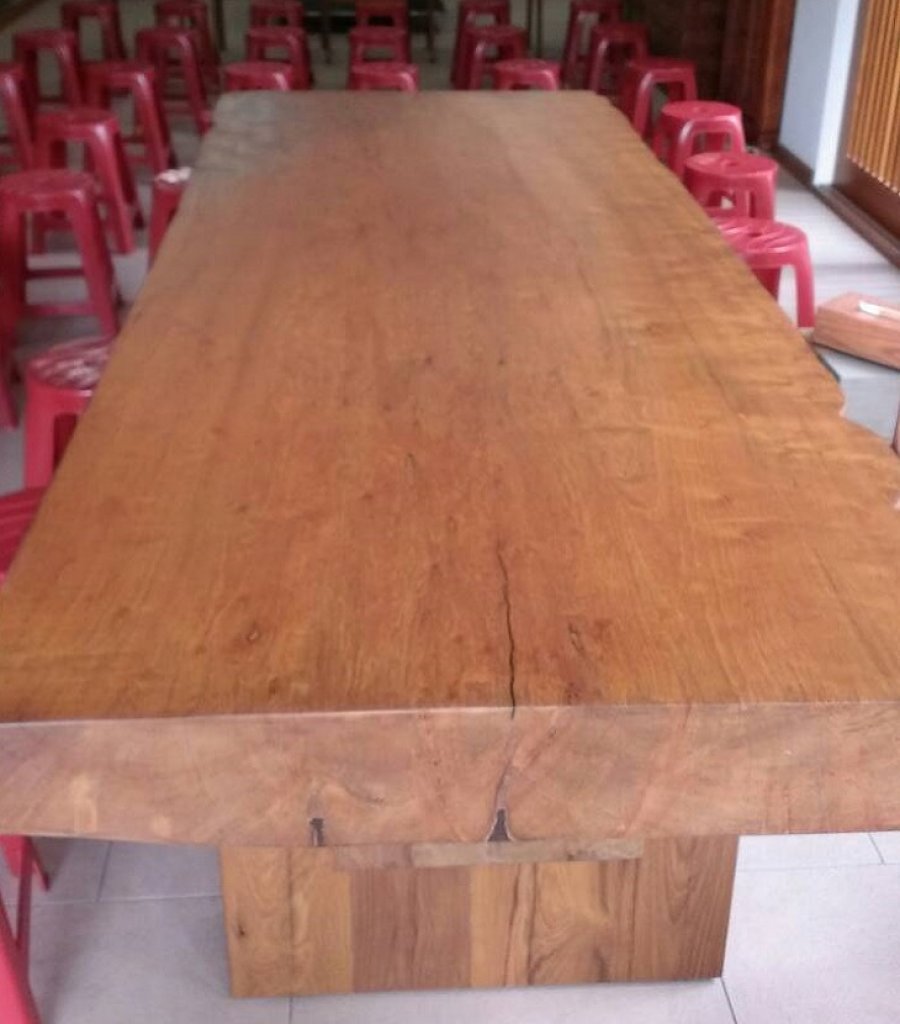 緬甸柚木原木桌
