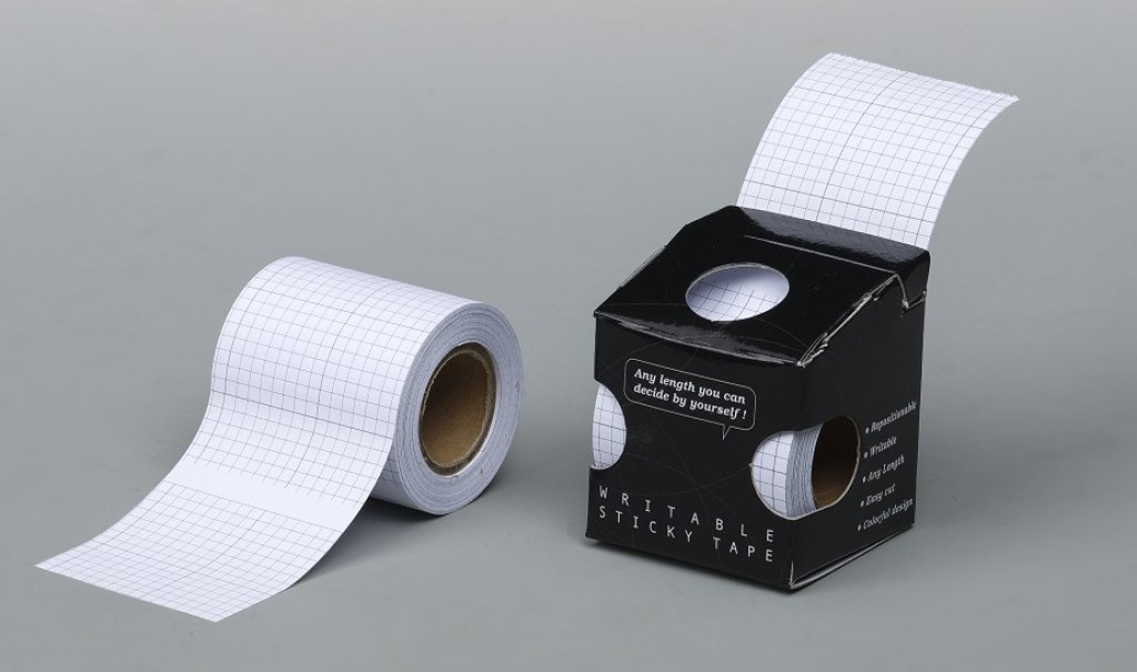 No. 86623-WHgrid  Grid design white paper writable sticky tape with box dispenser W: 5 cm