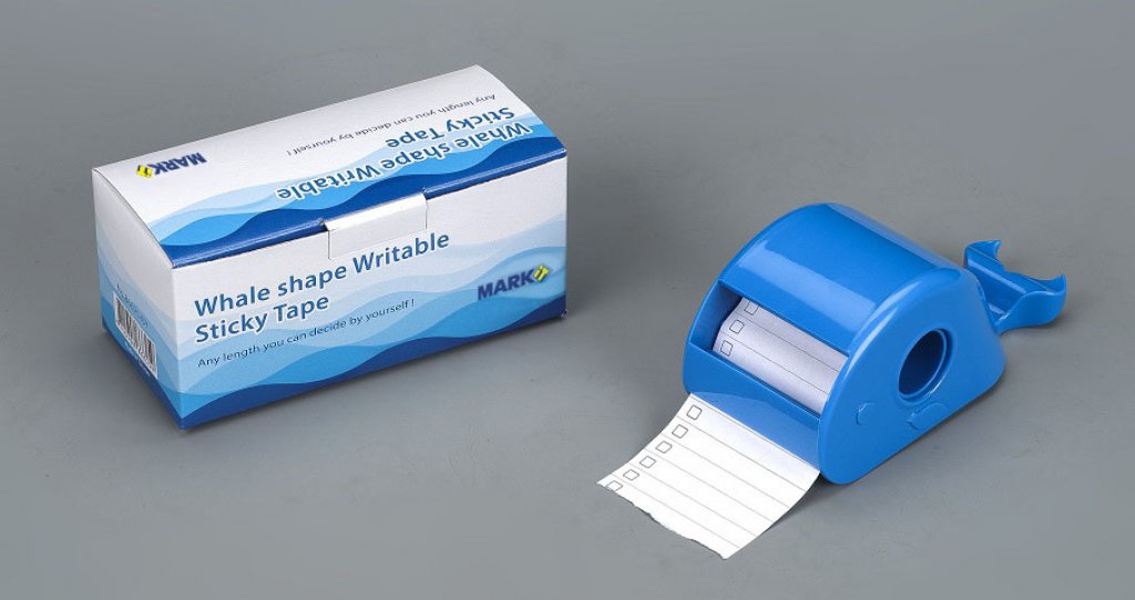 No. 86625-WHtodo  White color to do design writable sticky tape with whale shaped dispenser W: 5 cm