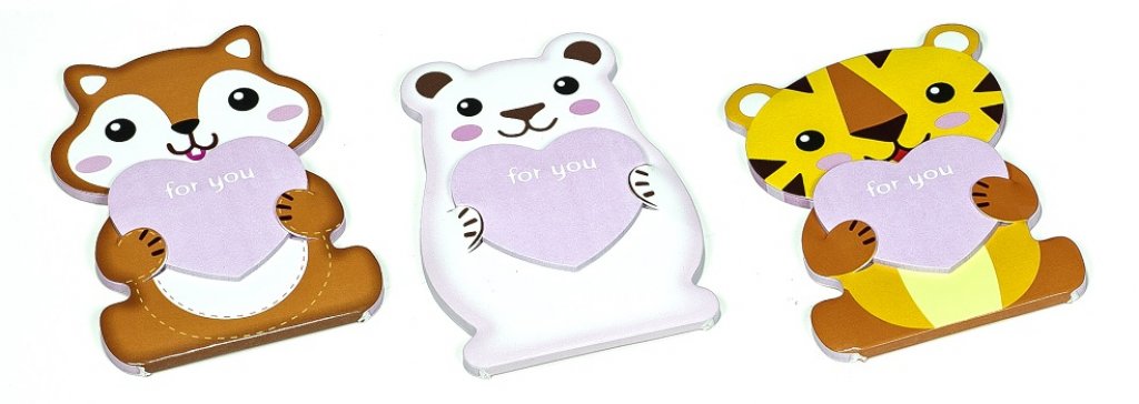 No. 52805  Animal designs shaped memo pad with heart shaped sticky notes