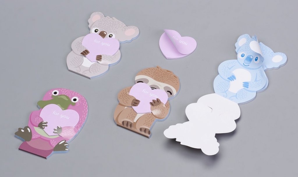 No. 52808  Animal designs shaped memo pad with heart shaped sticky notes