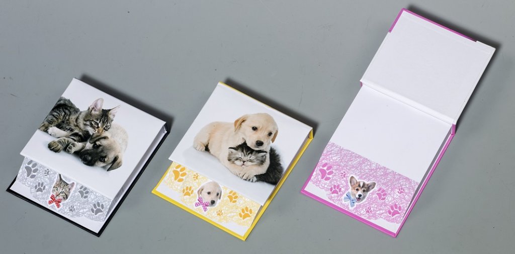 No.62286 Dog & Cat design hardbound book cover sloping memo block