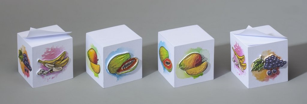 No. 53811  Fruit design 3D memo or sticky cube ( patented)