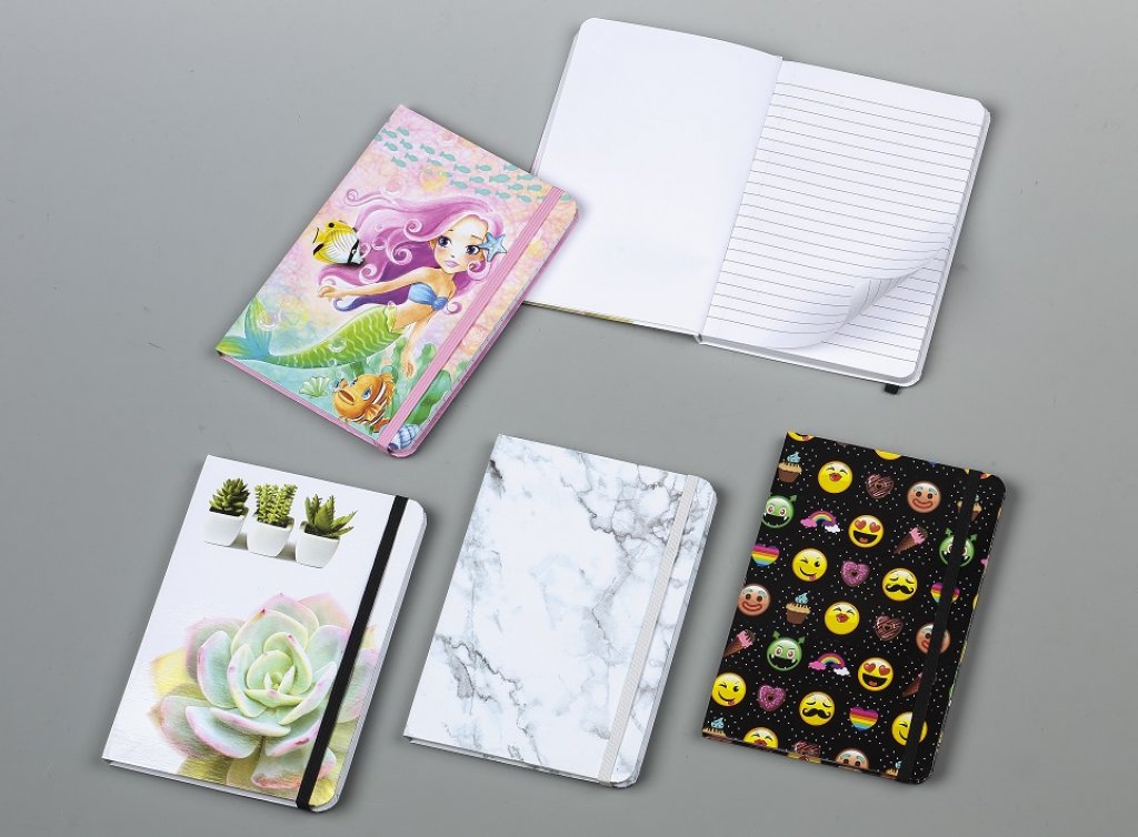 No. 44194/95/96/97  Emoticon/Mermaid/Cactus/Marbled  soft cover note book with elastic band