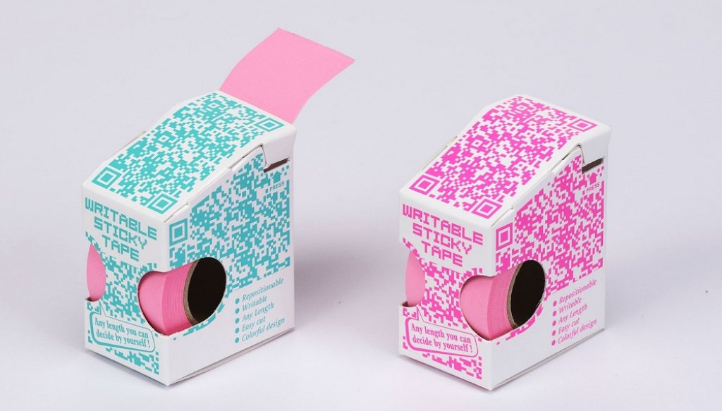 No. 86603-BP Brilliant Pink color Writable sticky tape in QR Code design box dispenser 