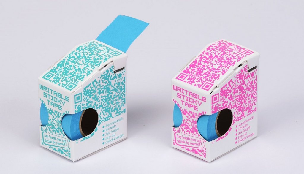 No. 86603-BB Brilliant Blue color Writable sticky tape in QR Code design box dispenser 