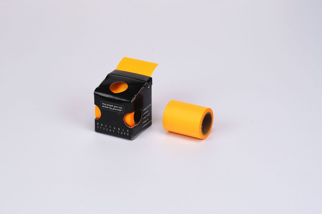 No. 86612-BO Brilliant Orange color Writable sticky tape in box dispenser 