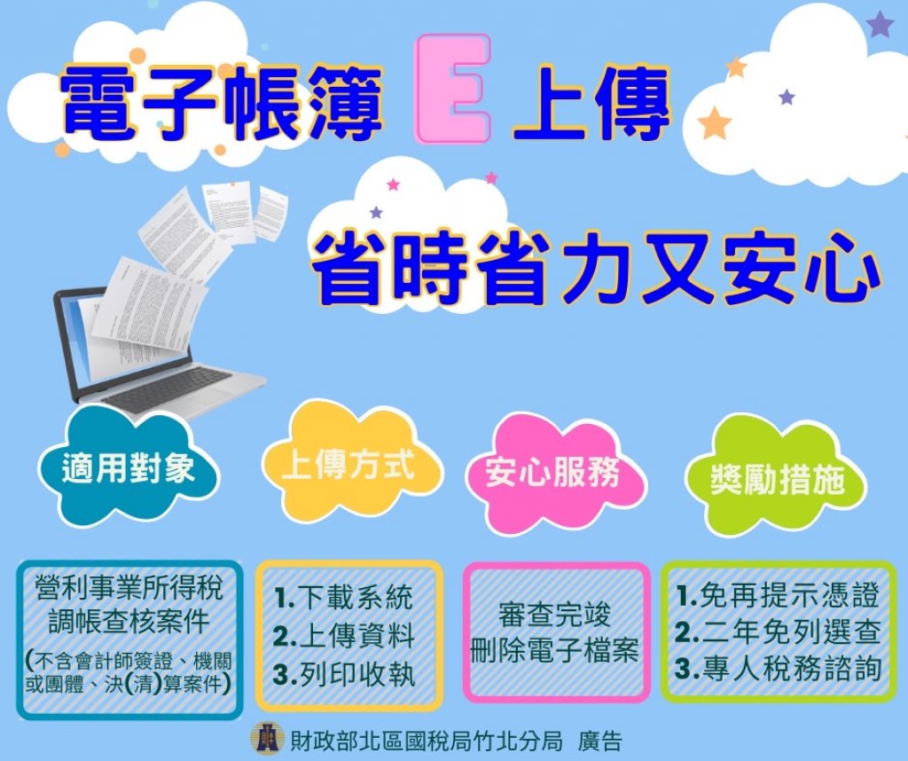 營利事業電子帳簿e上傳　竹北國稅局：簡便快速又安心且享有3項獎勵