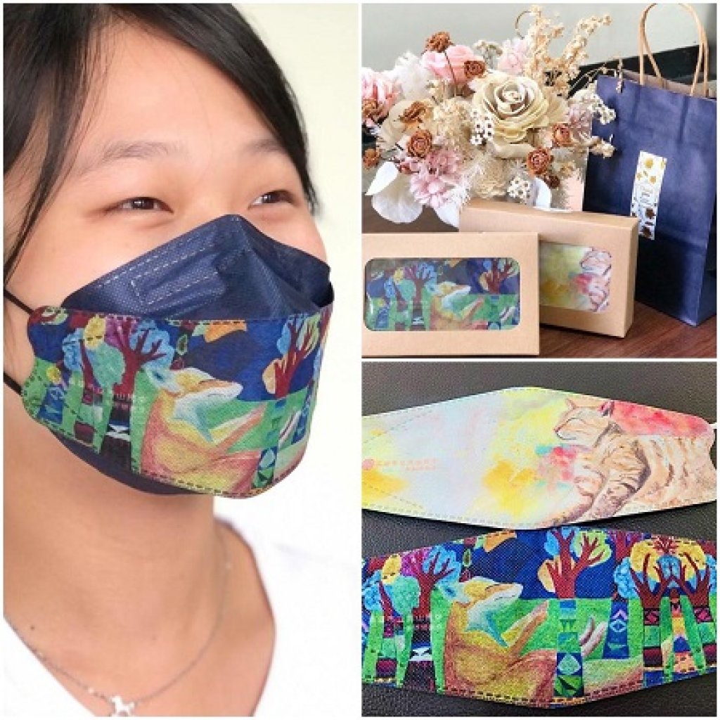 把畫戴在口罩上、用人臉當畫廊  壽山國中美術班把戴口罩變行動藝術
