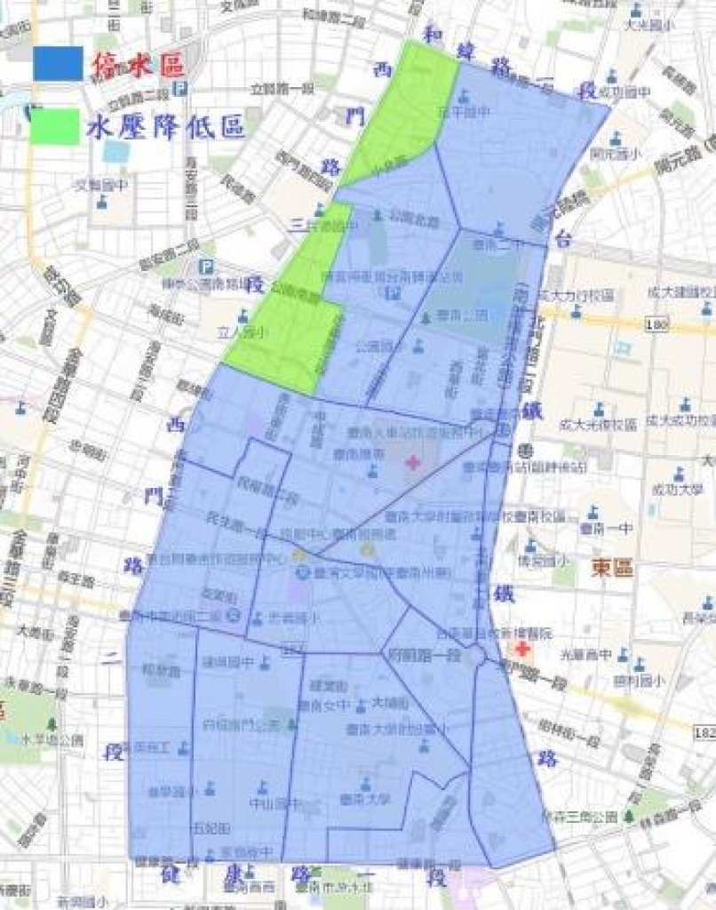 台南市區從27日上午9時起將停水21小時，影響戶數約3.3萬戶