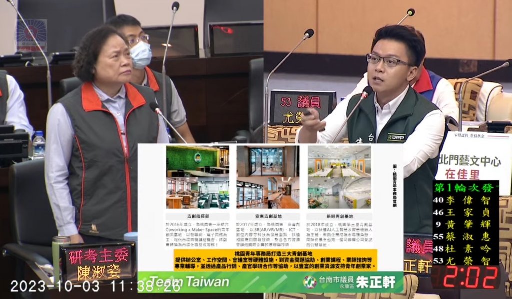 市議員朱正軒要求台南市政府成立社團專案辦公室 鼓勵青年參與公共事務
