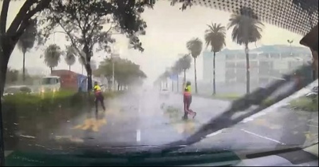 高雄大雷雨樹倒影響交通，小港警迅速到場排除路障