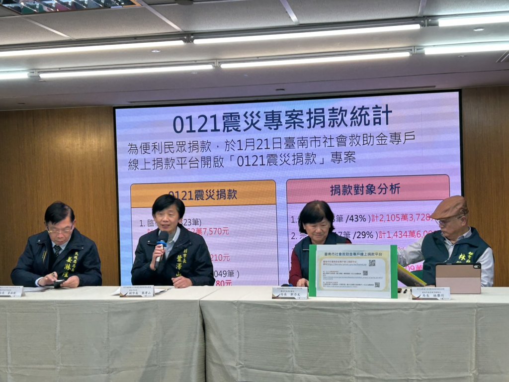 臺南市府說明楠西震災重建進度 公布社會各界捐款助災款項