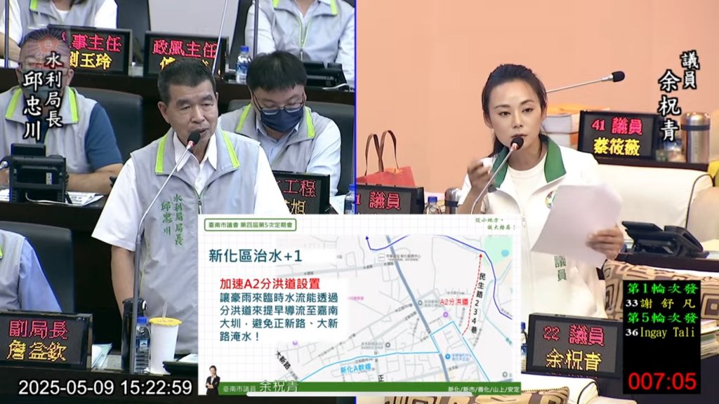 汛期將至 市議員余柷青籲水利局南科區外圍治水進度加把勁 顧生態與居民安全
