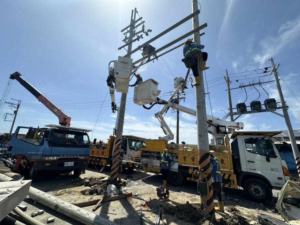 台電台南區處風災搶修倒數階段 大台南地區剩下4,763戶停電