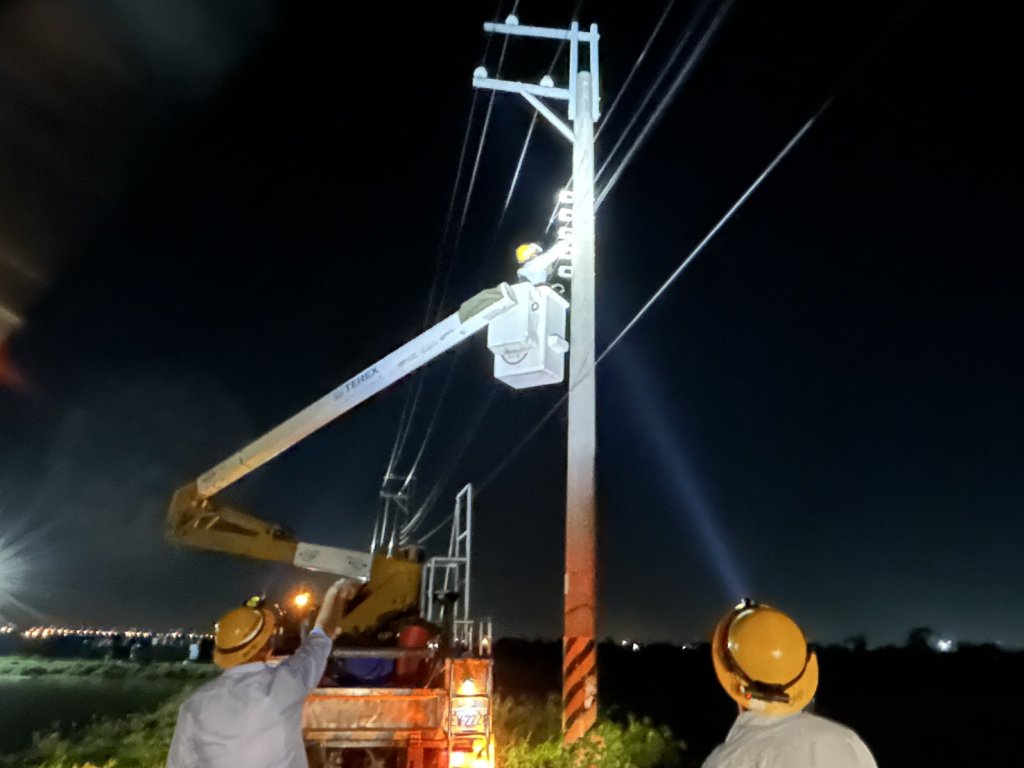台電新營區處風災後搶修不鬆懈 復電率已逾99.5%