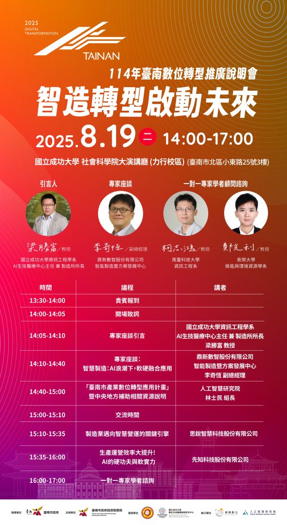 114數轉說明會第二場開始報名 專家將剖析AI時代的製造業新機會