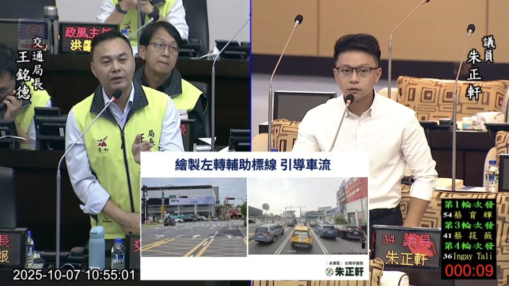 左轉附加車道優化台南交通 朱正軒要求「左轉標誌、指示」成台南交通標配