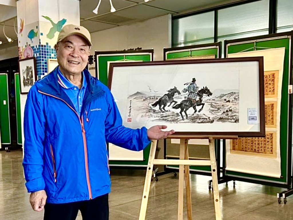 用筆墨書寫退休人生 柳營遊子張進丁的在市府民治大廳舉辦畫展