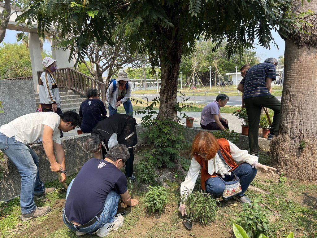 臺南客家鄉親共同種植客家文化會館周邊客家可食植物