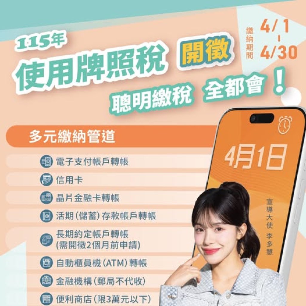 115年使用牌照稅即將開徵｜請如期繳納以免受罰！