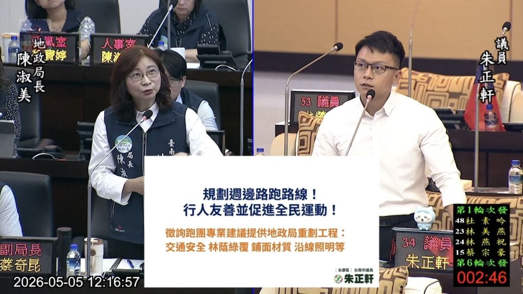 議員朱正軒爭取總圖及二王重劃區納友善路跑動線