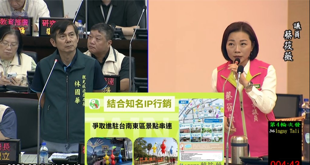 提升台南國際觀光客 蔡筱薇建議市府結合知名IP皮克敏來東區