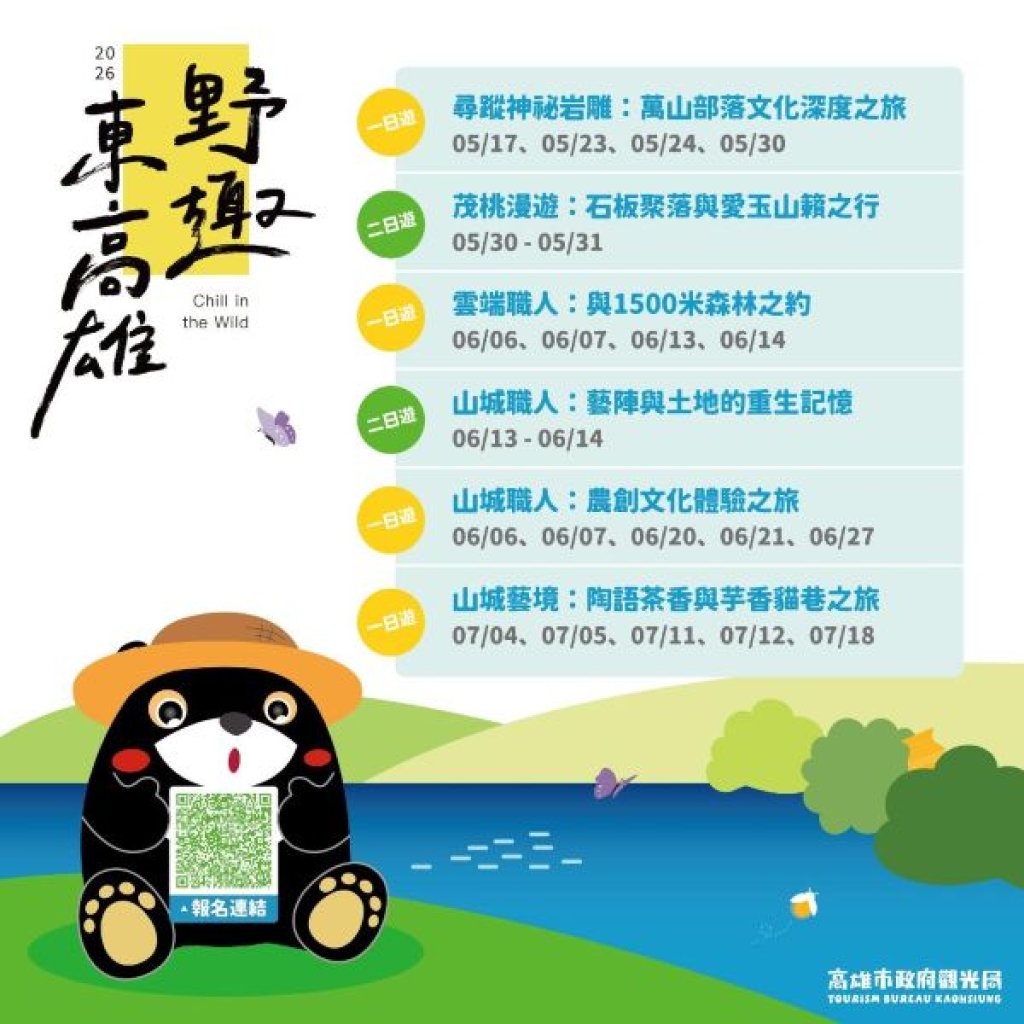 「野趣東高雄」六大遊程5月登場 限量20梯次＋兩天一夜升級版 深度解鎖山城魅力