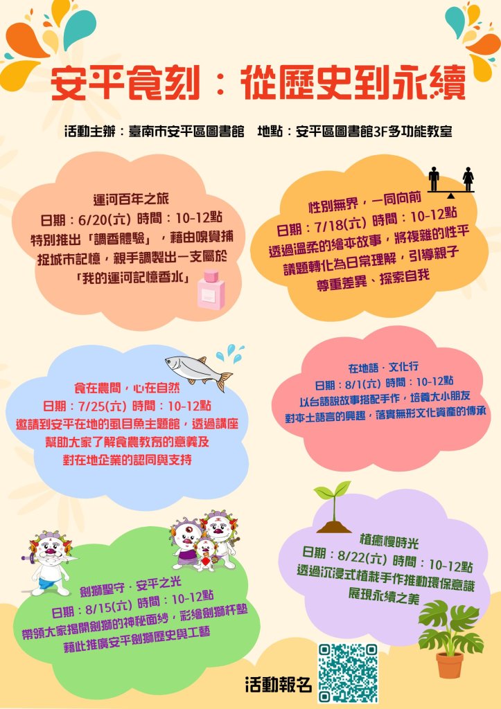 當家鄉虱目魚遇見安平劍獅！安平圖書館多元閱讀系列活動 即日起開放免費報名