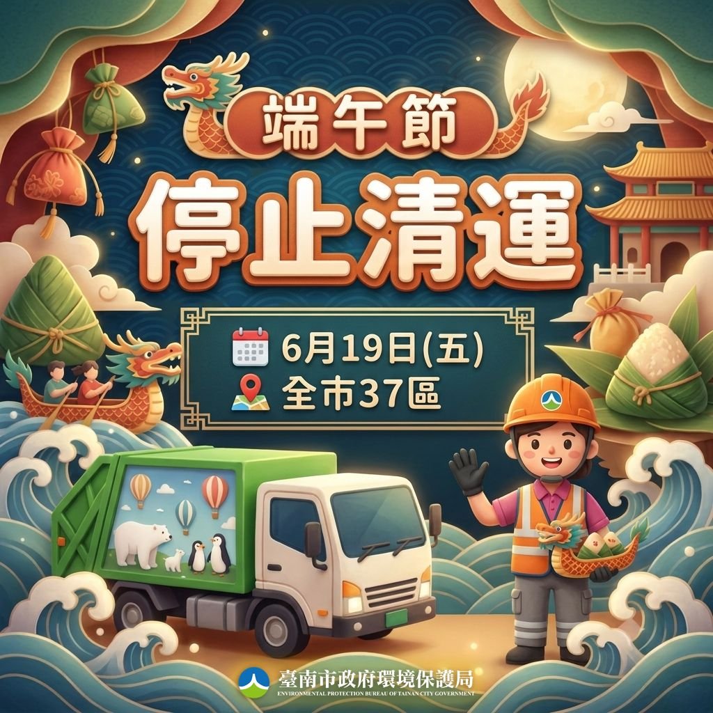 台南市端午節停收垃圾 20日正常清運